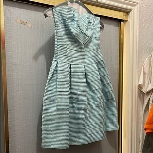 Gianni Bini Strapless Textured Dress in Light Blue